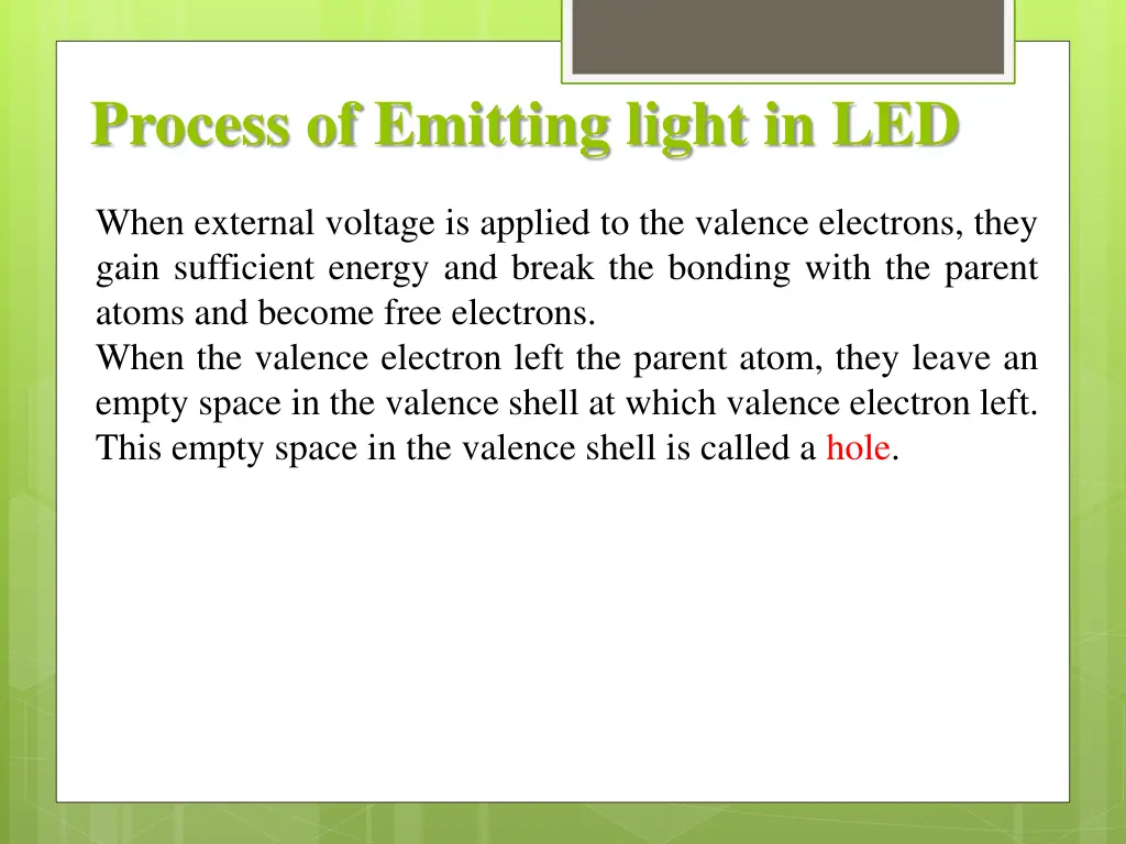 process of emitting light in led