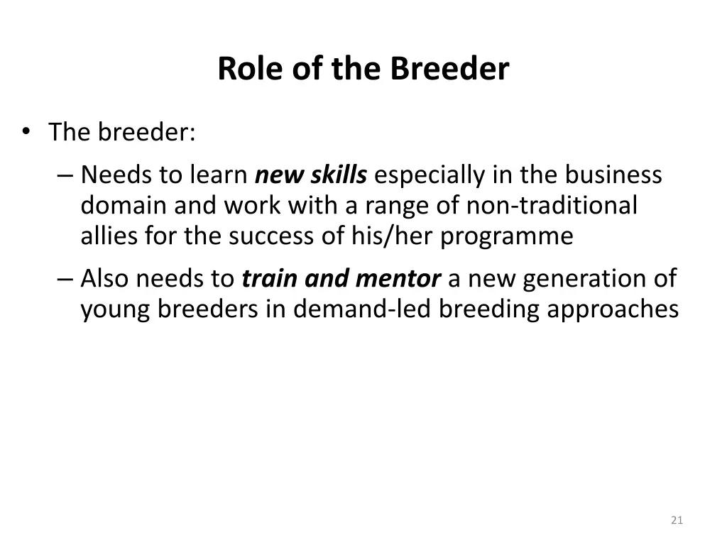 role of the breeder 1