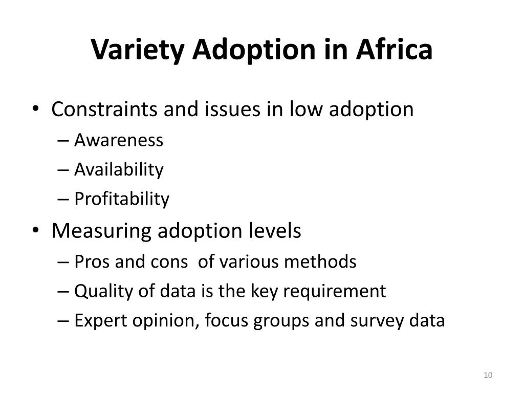 variety adoption in africa 1