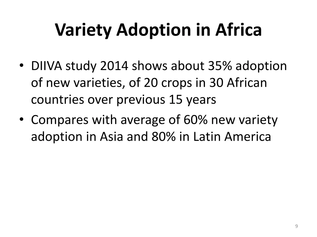 variety adoption in africa