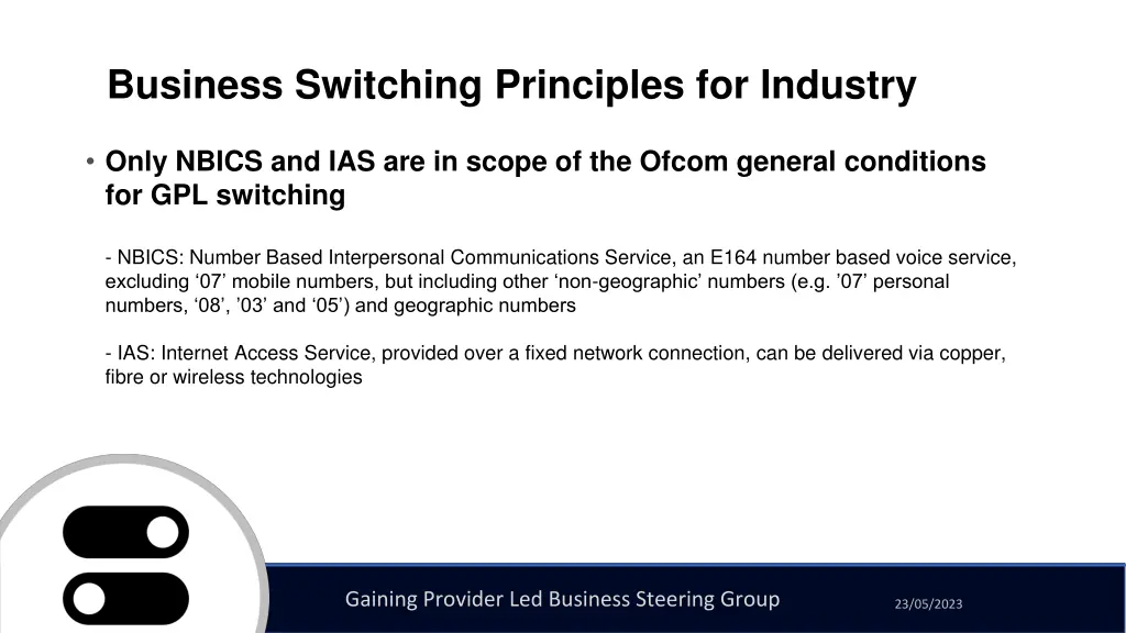 business switching principles for industry 1