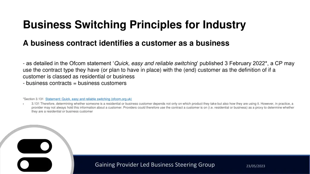 business switching principles for industry 7