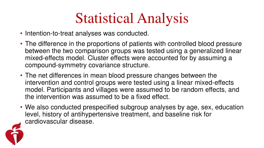 statistical analysis intention to treat analyses