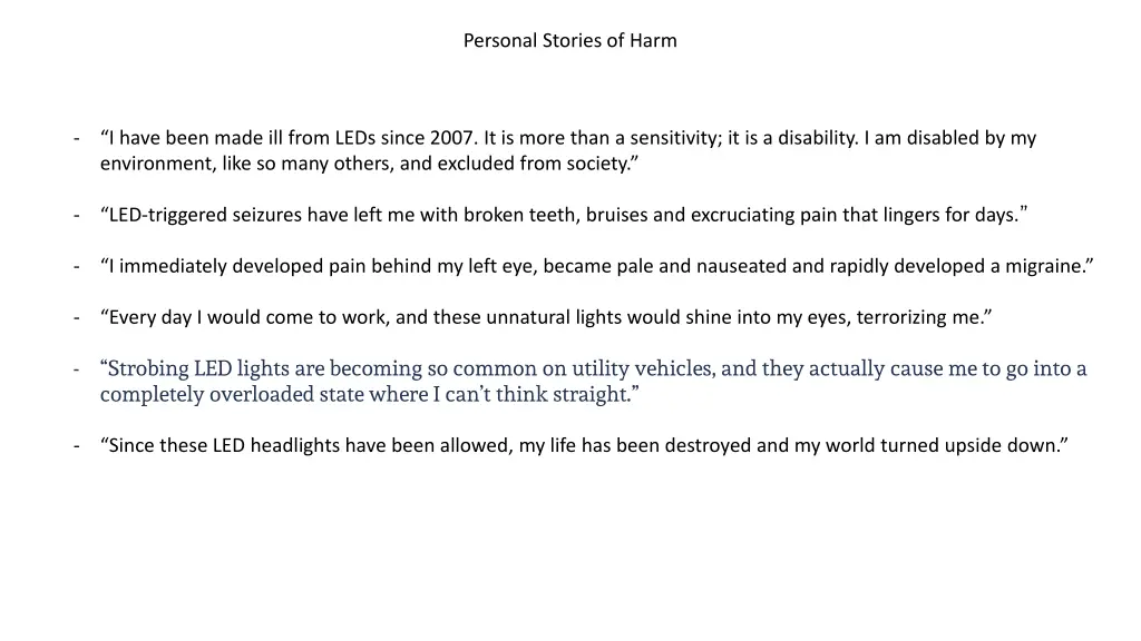 personal stories of harm