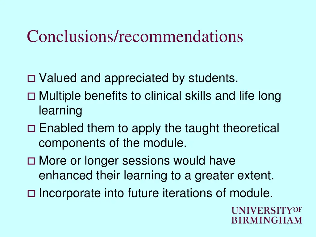 conclusions recommendations