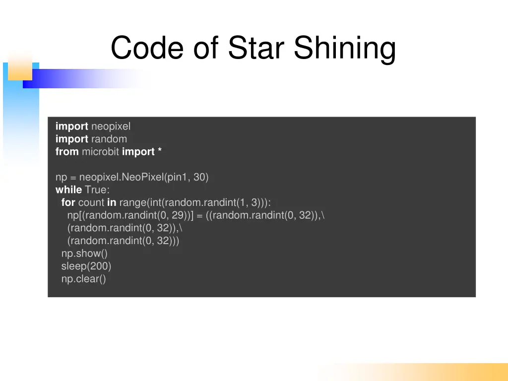 code of star shining