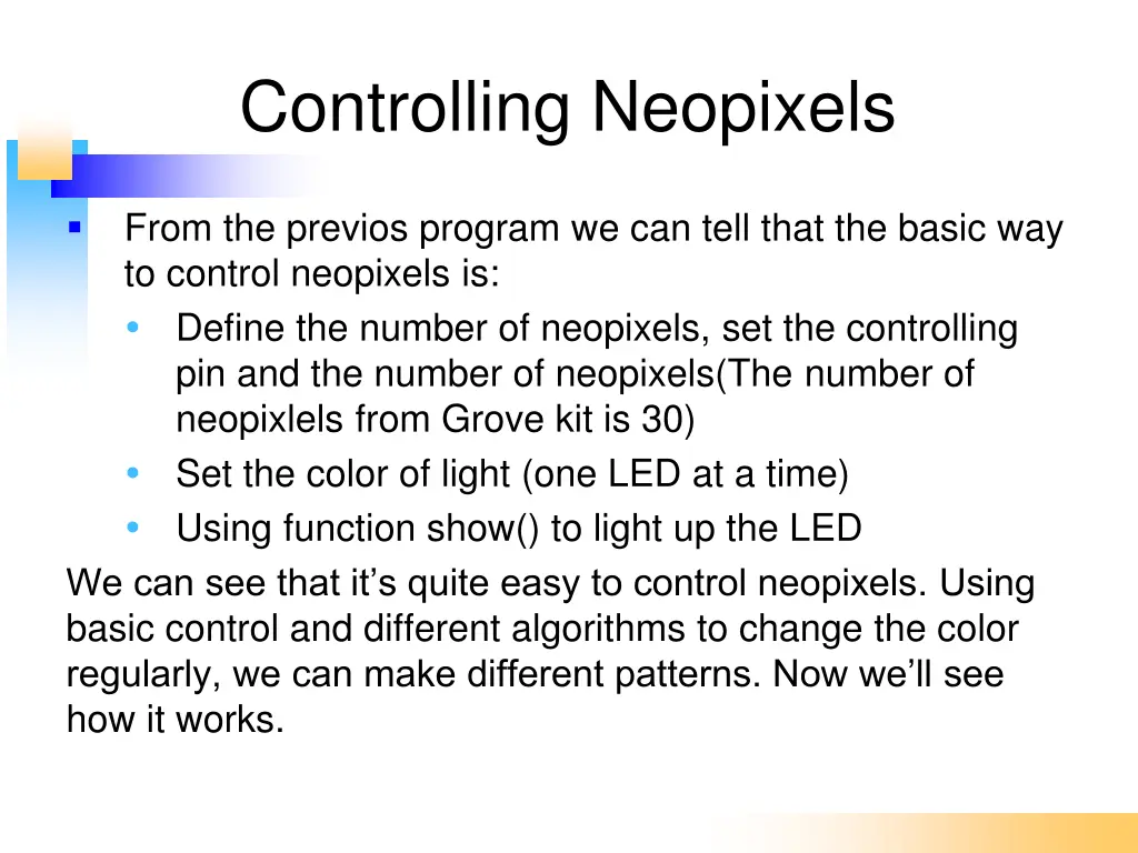 controlling neopixels