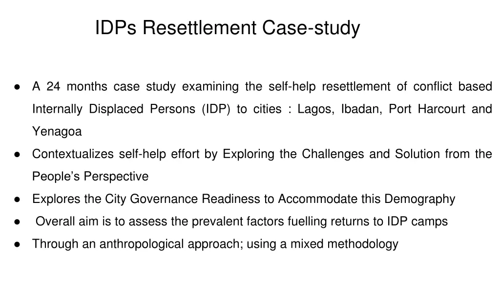 idps resettlement case study