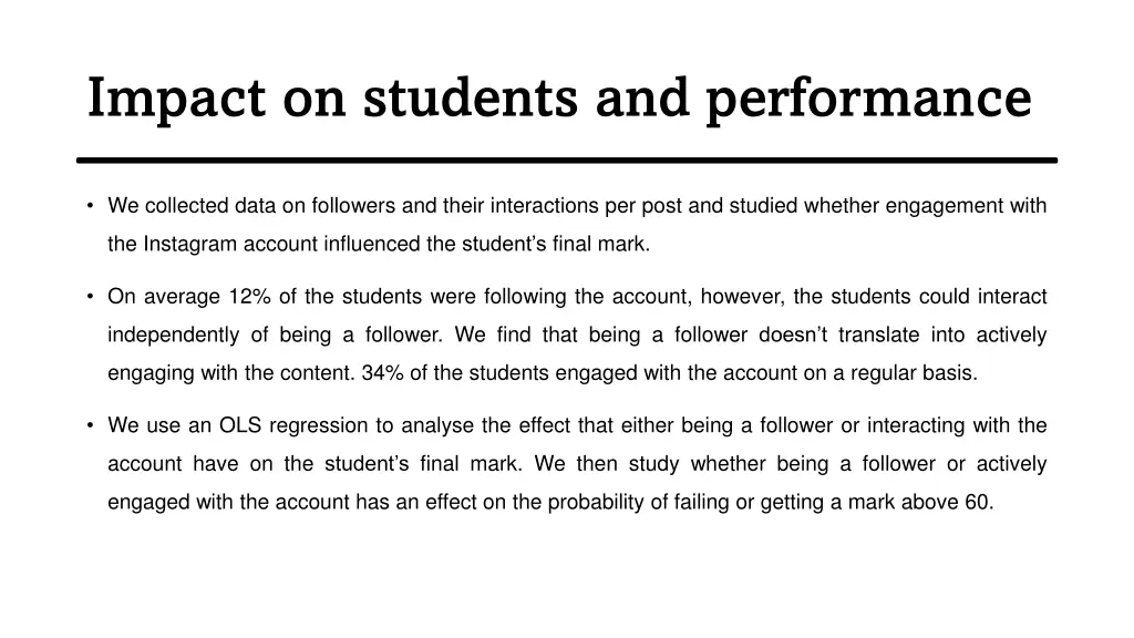 impact on students and performance