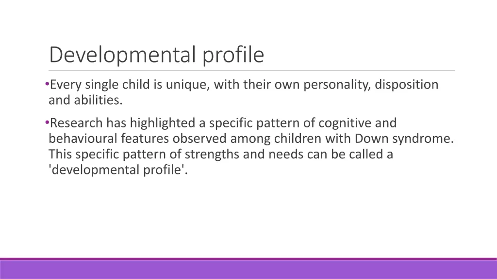 developmental profile every single child