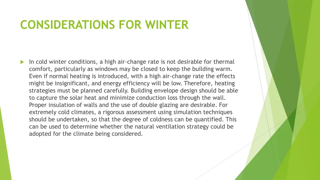 considerations for winter