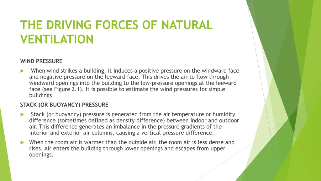 the driving forces of natural ventilation