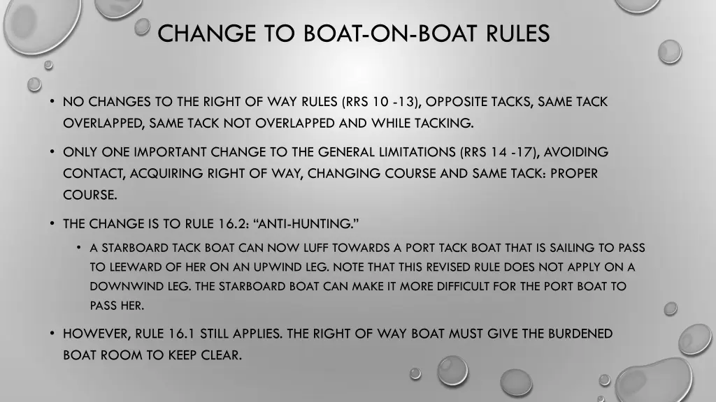 change to boat on boat rules