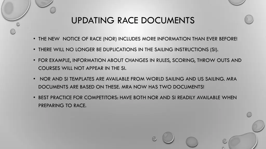 updating race documents