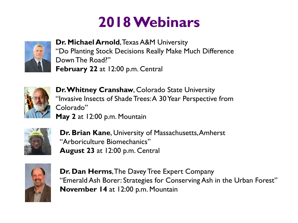 2018 webinars