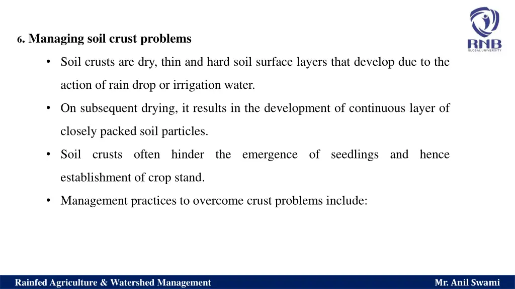 6 managing soil crust problems