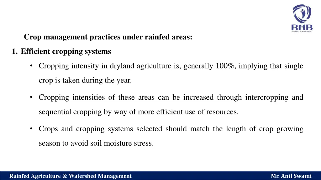 crop management practices under rainfed areas