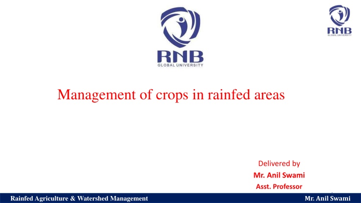 management of crops in rainfed areas