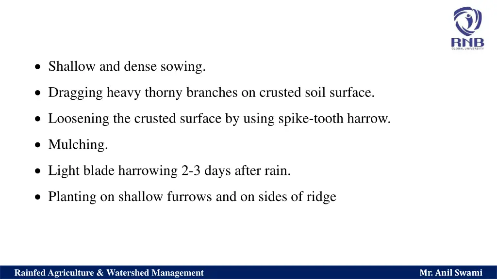 shallow and dense sowing