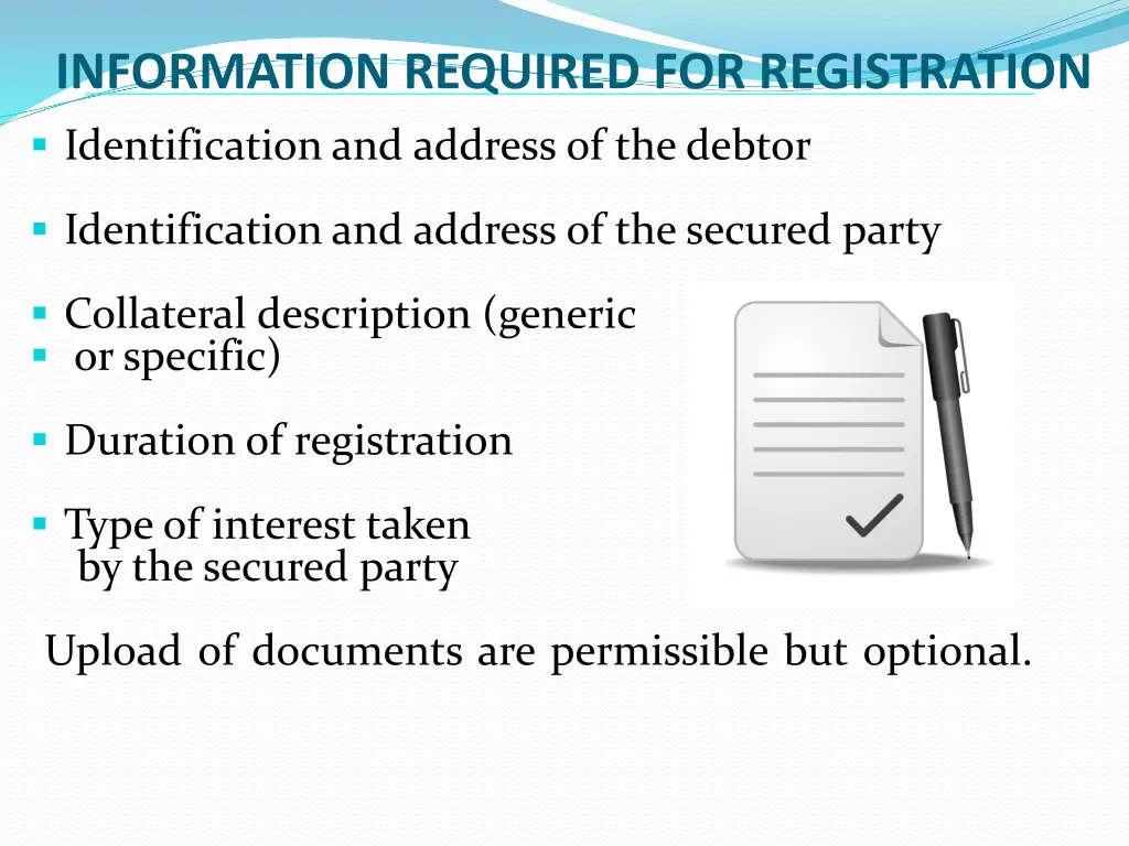 information required for registration