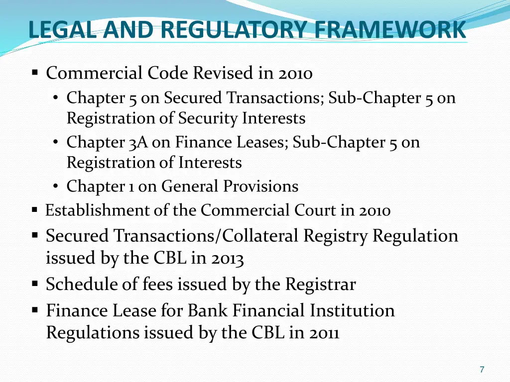 legal and regulatory framework