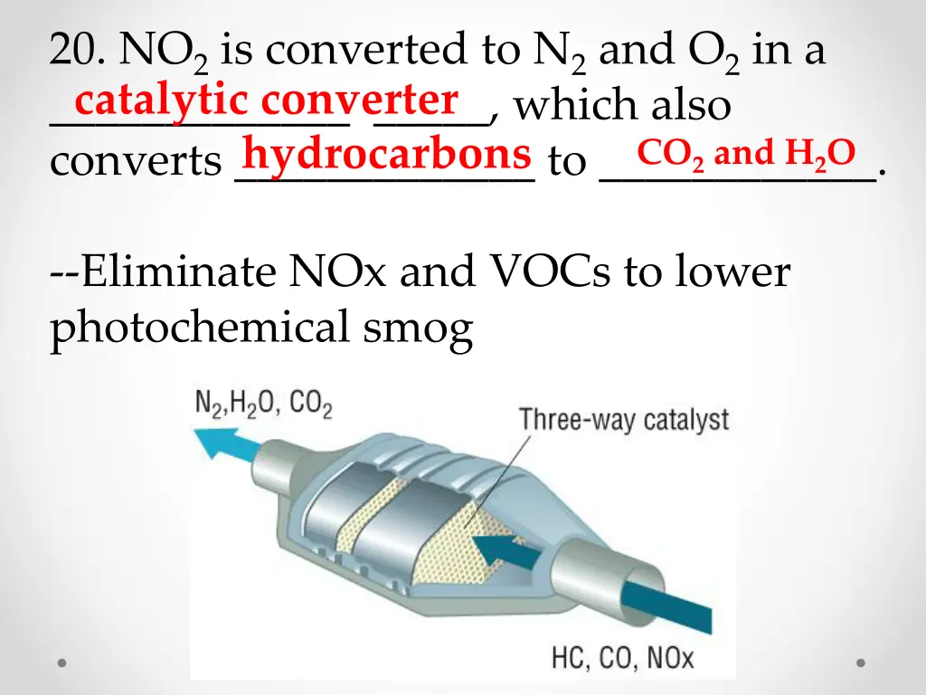 20 no 2 is converted to n 2 and o 2 in a which