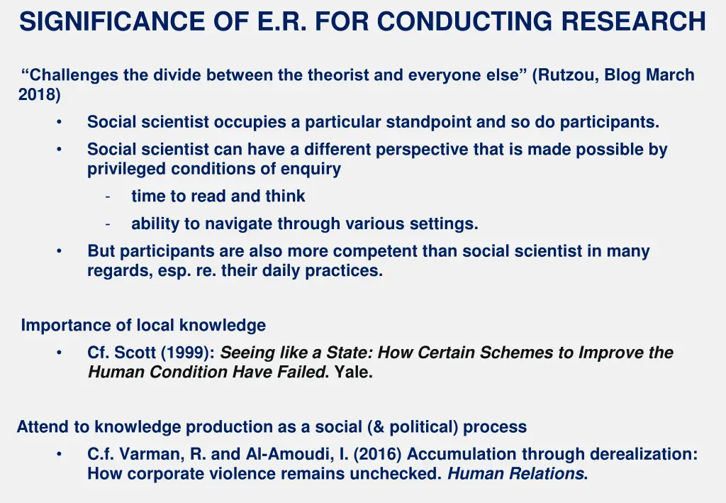 significance of e r for conducting research