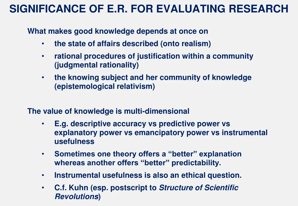 significance of e r for evaluating research