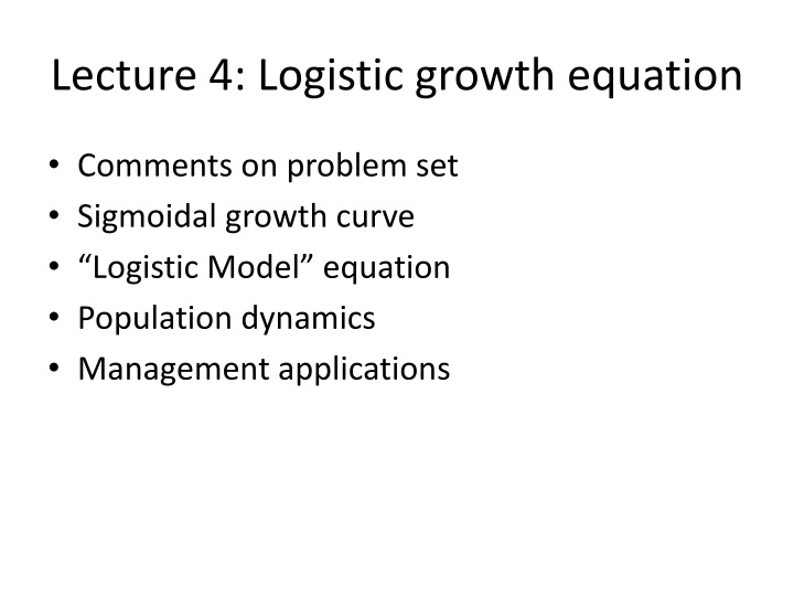 lecture 4 logistic growth equation