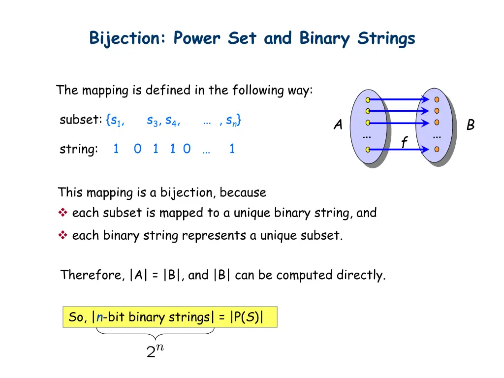 bijection power set and binary strings 1