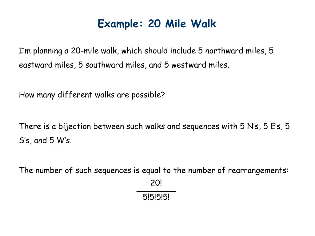 example 20 mile walk