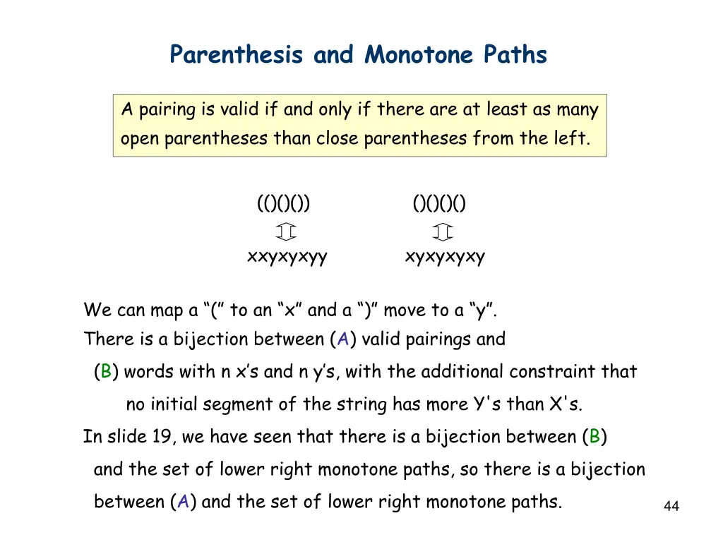 parenthesis and monotone paths