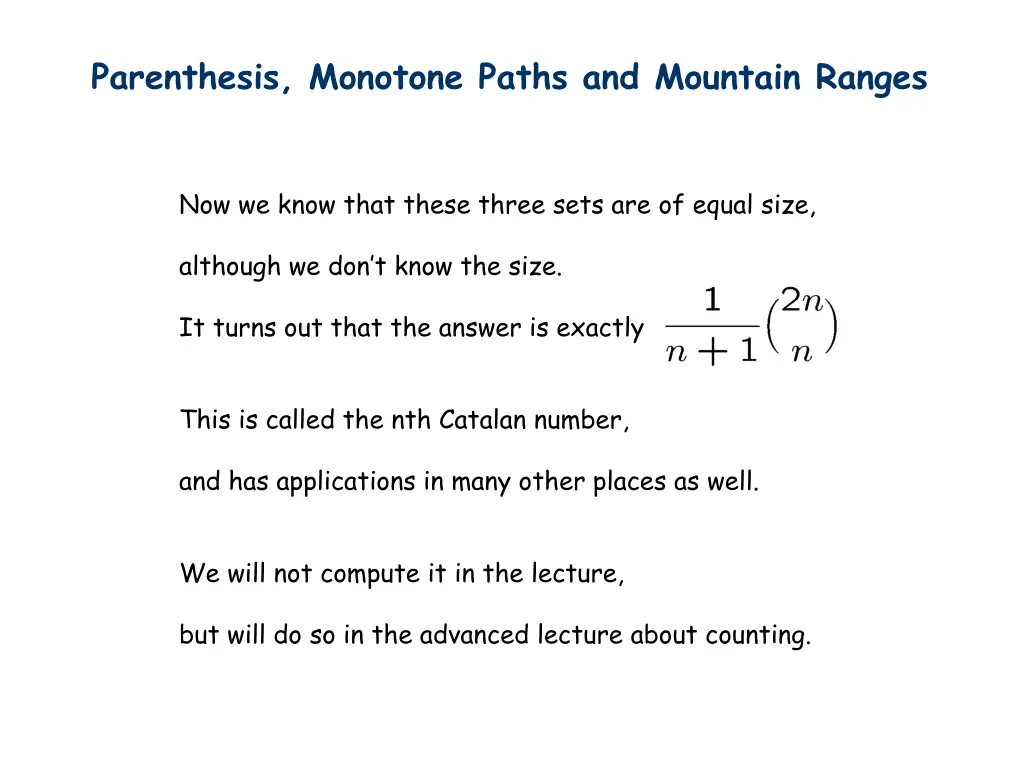 parenthesis monotone paths and mountain ranges