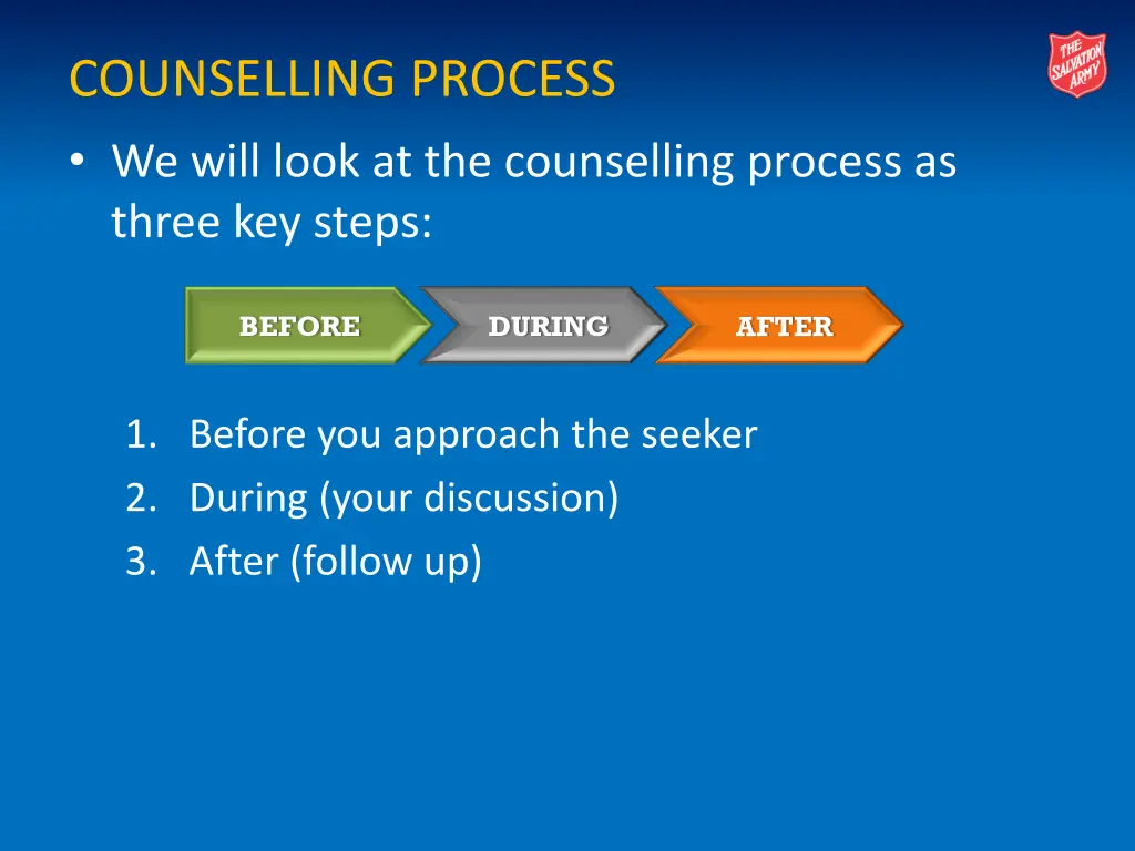 counselling process we will look