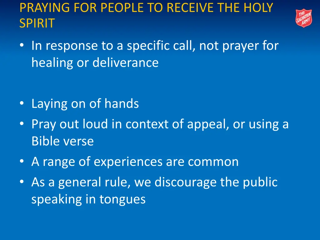 praying for people to receive the holy spirit