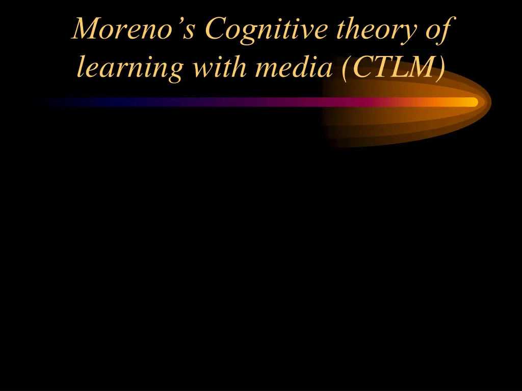 moreno s cognitive theory of learning with media