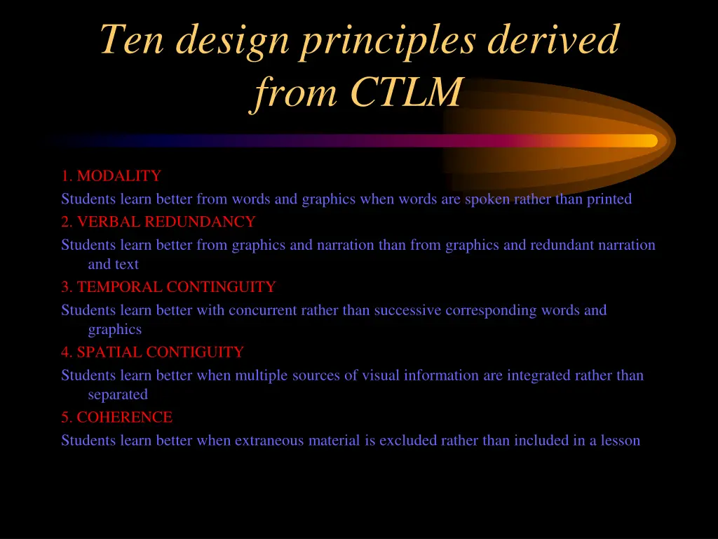 ten design principles derived from ctlm