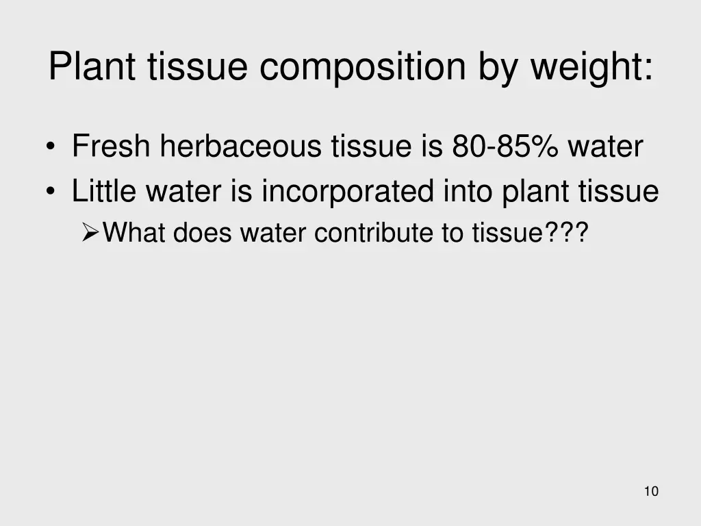 plant tissue composition by weight 1