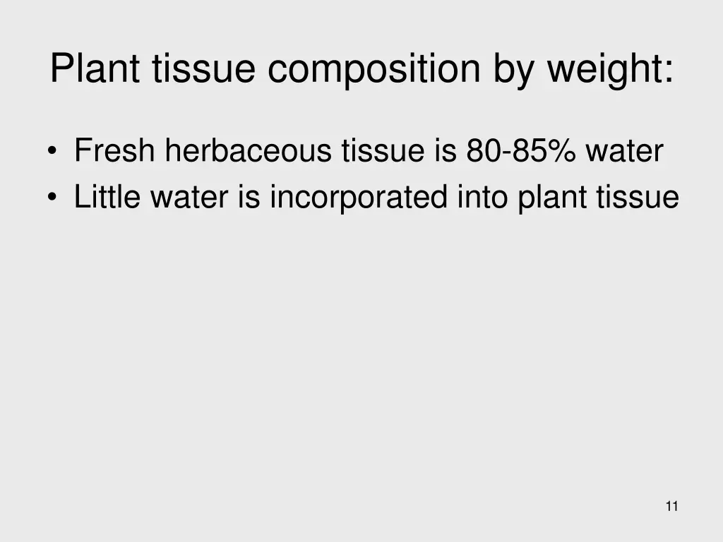 plant tissue composition by weight 2