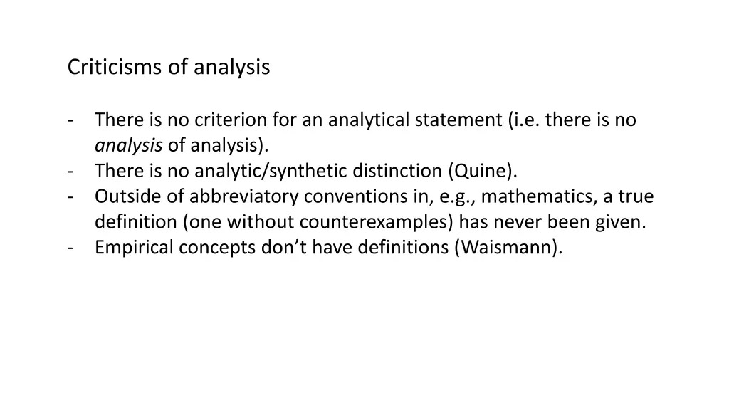 criticisms of analysis