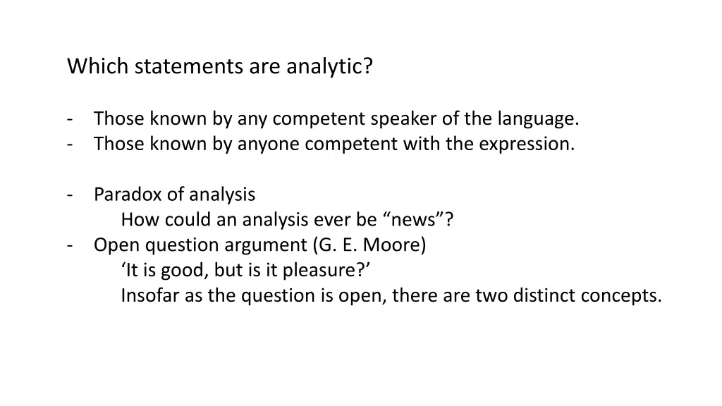 which statements are analytic 5