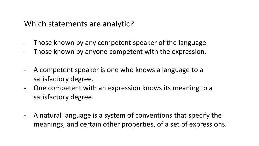 which statements are analytic 7