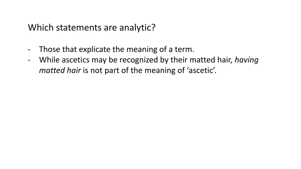 which statements are analytic 9