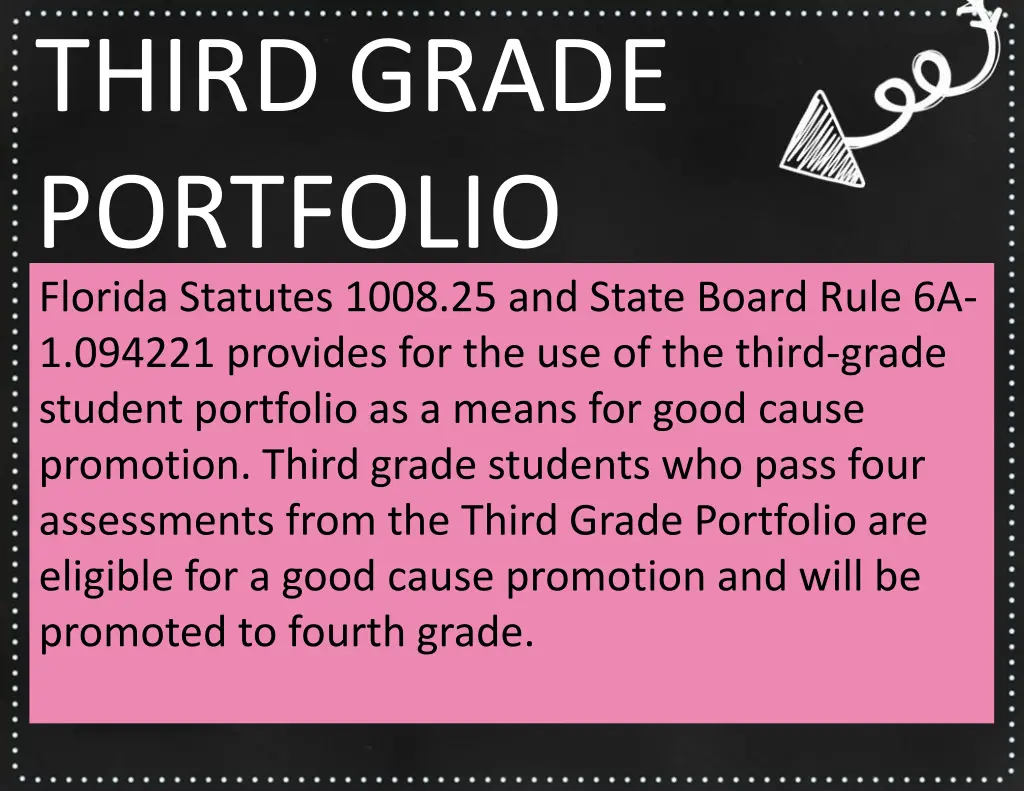 third grade portfolio florida statutes 1008