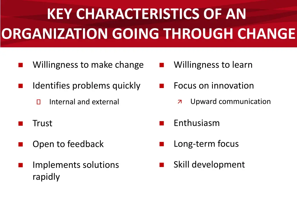 key characteristics of an organization going