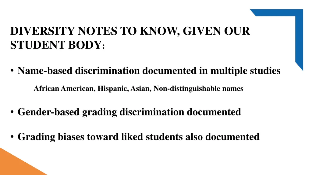 diversity notes to know given our student body