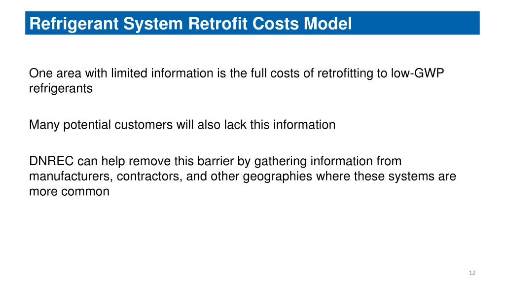 refrigerant system retrofit costs model