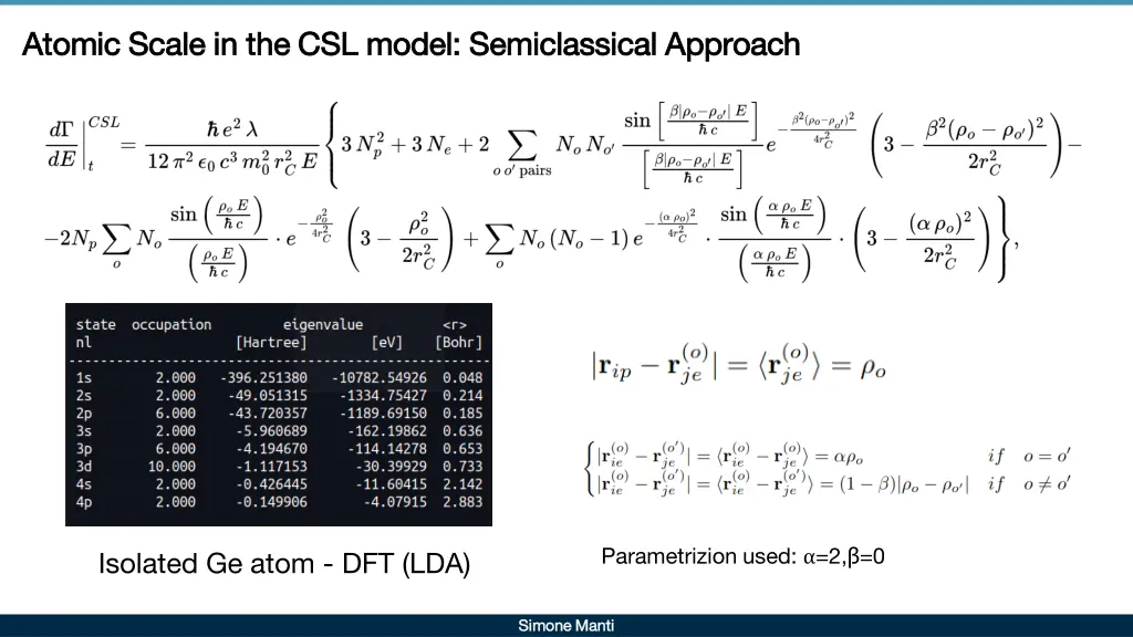 atomic scale in the csl model semiclassical 2