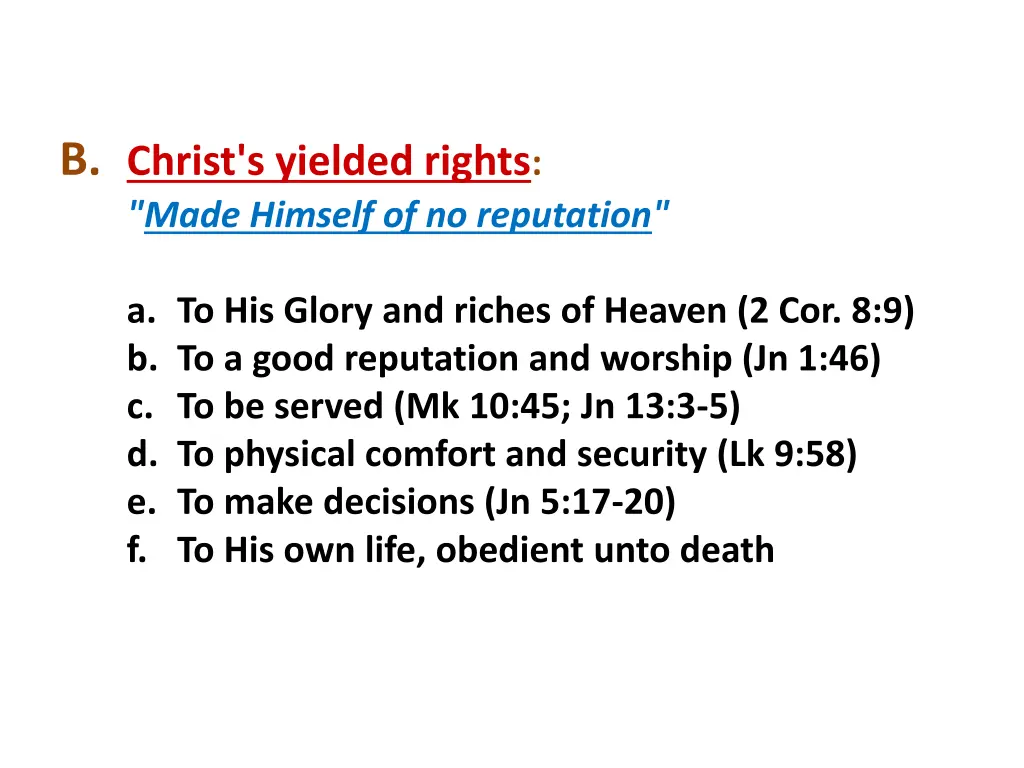 b christ s yielded rights made himself