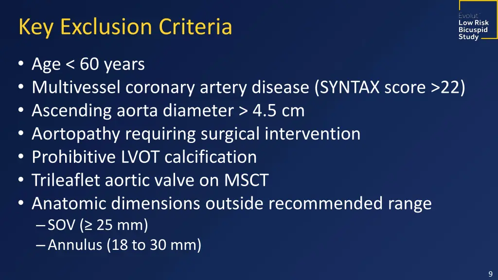 key exclusion criteria